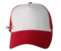 Jockey cap with mesh red-white